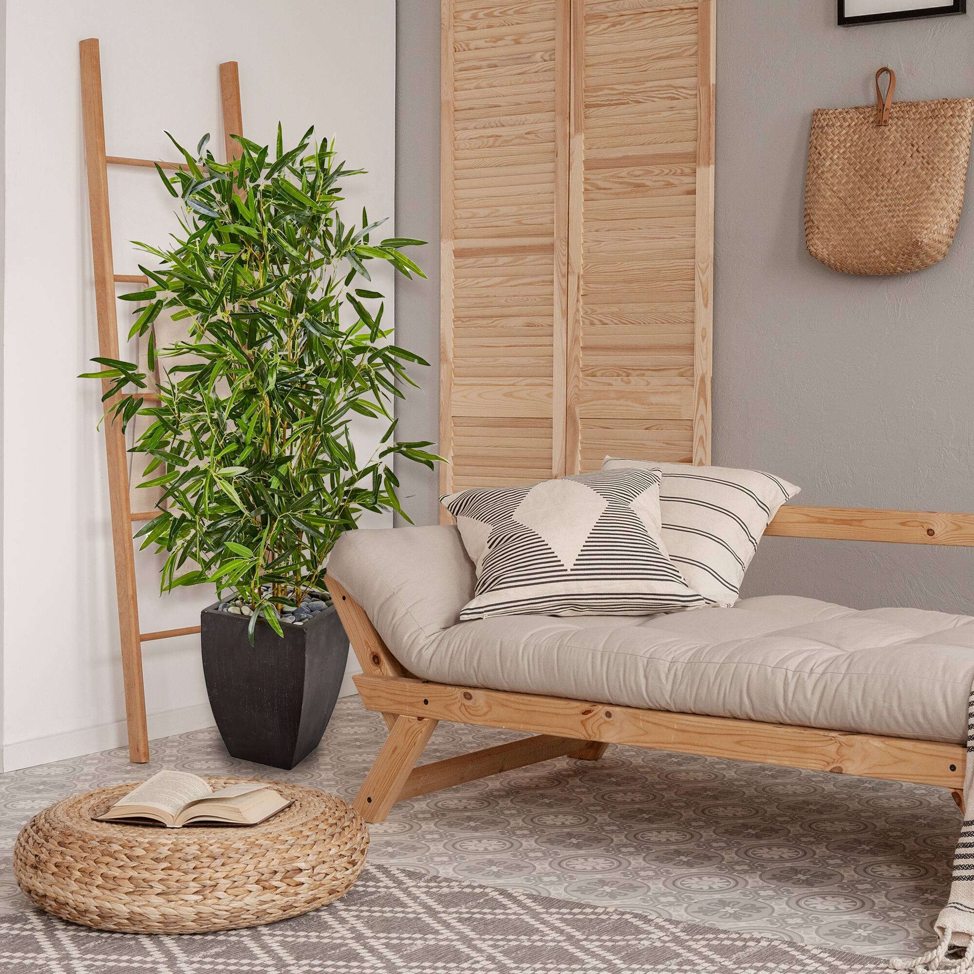 5ft. Bamboo Tree in Black Planter